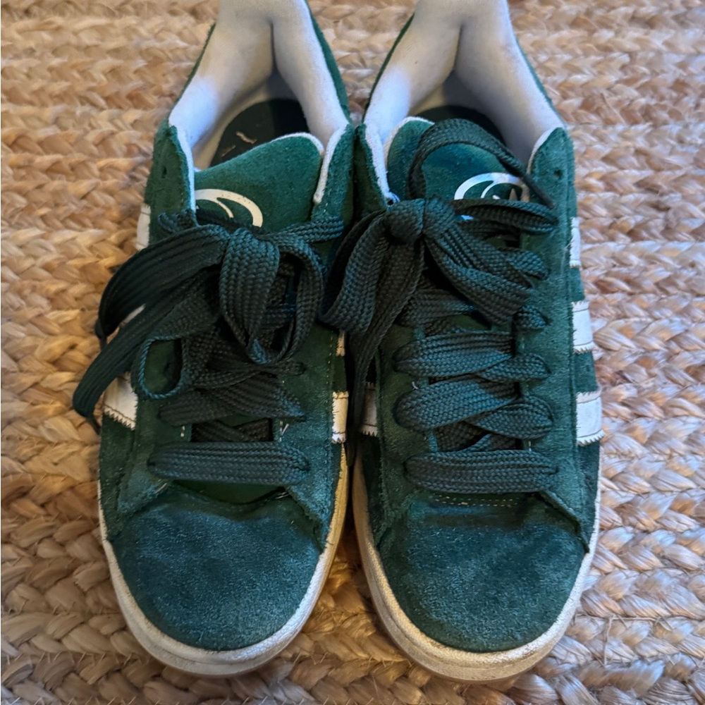 Adidas Forest Green and White Sneakers